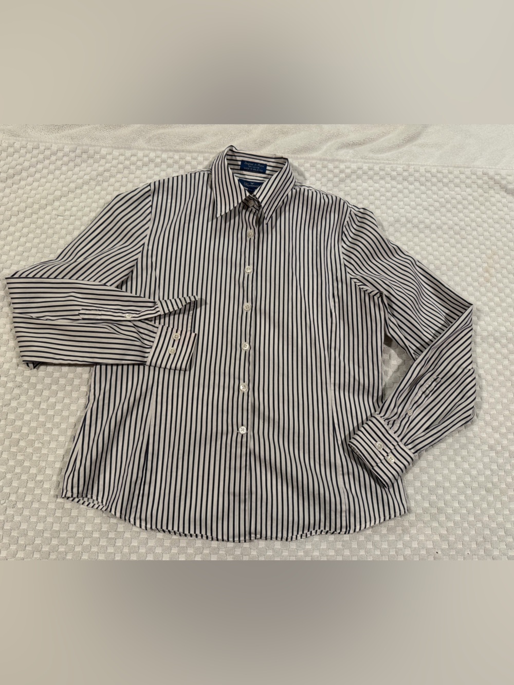 Faconnable Women's Striped Button-Down Shirt - White and Black